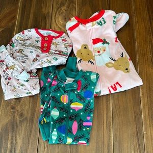Christmas Pajamas Bundle Baby Girl 6-12 Months Hanna Andersson Mudpie Carters